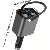 Resim Challenger 5-in-1 Pd30w Araba Şarj Cihazı Gri - Teleskopik Hızlı Şarj Çift Portlu Geri Çekilebilir Kablo 