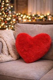 Resim Kalp Formlu Yumuşak Dokulu Yastık 