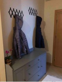 Resim Dekoratif Metal Siyah Duvar Kapı Askısı Elbise Askısı Akordiyon Model Askılık 