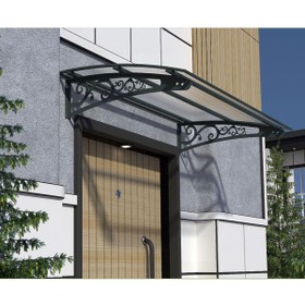Resim Şentürk Metal Taşıyıcılı Kapı Üstü Pratik Sundurma Antrasit - Şeffaf Levha 150 x 100 Md2 