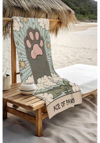 Resim Dijital Baskı Plaj Deniz Havlusu Pati Desenli Peştamal Hvl0077 Renkli 