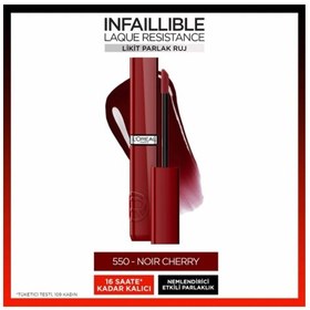 Resim L'ORÉAL PARİS INFAİLLİBLE MATTE RESİSTANCE LİKİT PARLAK RUJ 550 NOİR CHERRY 