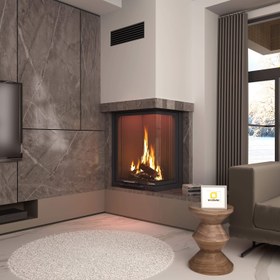 Resim 60X50X80 Küp Hazne Dik İki Tarafı Camlı Asansörlü Şömine 