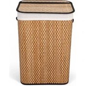 Resim El Yapımı Hasır Katlanır Çamaşır Sepeti Dikdörtgen 72 Litre (40CM*30CM*61CM), Doğal Malzeme 