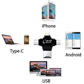 Resim 4 In 1 Kart Okuyucu Apple Uyumlu iPhone Usb Type-C Usb-A Micro Usb Card Reader 
