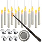 Resim Moveevo Sihirli Değnekli 12'li Led Yüzen Mum Seti - Ppc Malzeme, Uzaktan Kumandalı Altın 