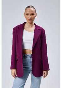 Resim Mor Kadın Düğmeli Oversize Blazer Ceket Mor 