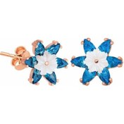 Resim Gümüş Mavi Lotus Çiçeği Küpe 