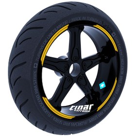 Resim Double Stripe Tasarımlı Yaldızlı Gold Jant Şeridi Sticker Çınar Extreme 