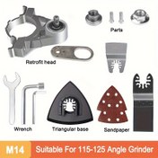 Resim 1 Set Çok Fonksiyonlu Açı Taşlama Makinesi Dönüştürücü Titreşimli Araç Adaptörü, Titreşimli Araç Adaptörü Kiti, 5/8"M14/M10 Çok Fonksiyonlu Titreşimli Testere Bıçakları Seti Tüm Açı Taşlama Makineleri İçin, DIY Projeleri ve Profesyonel Kullanım İçin İdeal 
