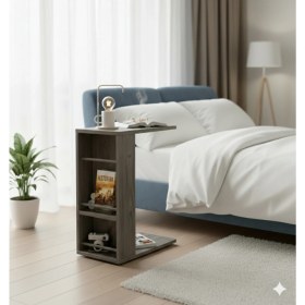 Resim Ayz Pintya C Tipi Koltuk Yanı Sehpası Dergilikli Laptop Kahve Yan Sehpası Cafe Legna - Antrasit 