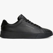 Resim Tommy Hilfiger Erkek Deri Detaylı Kort Tarzı Siyah Sneaker FM0FM053670GJ 