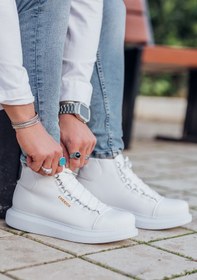 Resim Joy Man J258 Roma Bağcıklı Ortopedik Taban Günlük Cilt Erkek Spor Postal Bot CBT Beyaz 