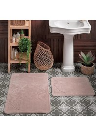Resim Taç Venise Pamuk Banyo Paspas Seti-Pembe somon 