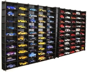 Resim 1/64 Ölçek Oyuncak Hobi Koleksiyon 100 Araçlık Set Model Oyuncak Araba Rafı-Siyah 