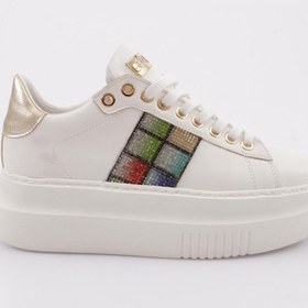 Resim Dgn Es861 Kadin Kalin Taban Silver Taşli Sneakers Ayakkabı 