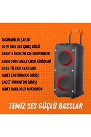 Resim NDR-1095 6000W tepe güç çift 8" Karaoke Bluetooth Boombox 