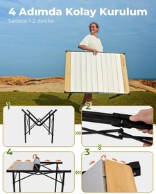 Resim Kingcamp Granite Pro M 102x70 Katlanır Lux Kamp Masası Ahşap - Gri 