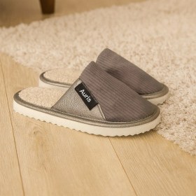 Resim Ar-060 Unisex Kadife Kumaş İçi Kürklü Kışlık Ev Terliği Gri 