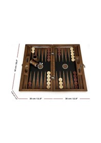 Resim Helena Wood Art Genius El Oyması Ahşap Tavla Seti Siyah 