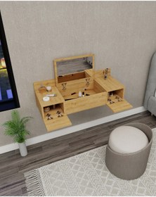 Resim Arnetti Zakkum Makyaj Masası Aynalı 2 Raflı Tuvalet Masası Safirmeşe 