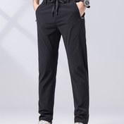 Resim Men's Solid Pantolon Cep Detaylı, Dış Mekan Aktiviteleri İçin Rahat İp Bağı Slim-fit Pantolon, Hediye 
