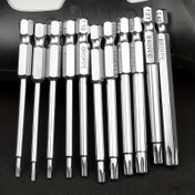 Resim 11 Parça Torx Bit Seti, S2 Alaşımlı Çelik, 75mm Uzunluk, T6'dan T40'a, Altıgen Şaft, Otomotiv ve Elektrik Onarımı için Manuel Tornavida Uçları, Tek Paket 