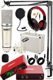 Resim Midex Central-RD Pack-3 Stüdyo Kayıt Ekipmanları GLX-700RD Ses Kartı CX1 stüdyo Mikrofon 