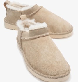 Resim Novelle Bej Süet Hakiki Deri Kürklü Kadın Bilekte Bot Bej Süet 