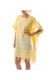 Resim %100 Pamuk Yetişkin Peştemal Panço Bornoz Plaj Havlusu Sarı L-xl Sarı 