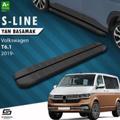 Resim S-Dizayn VW Transporter T6.1 Kısa Şase S-Line Siyah Yan Basamak 213 Cm 2019-2025 A+ Kalite 