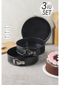 Resim Polochef Polo Chef Planeta Granit Kelepçeli Kek Kalıbı Takımı - 3 Lü Kek Kalıbı Seti Siyah 