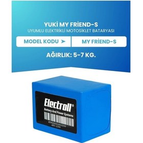 Resim Yuki My Friend-s Batarya Standart Kapasite Lifepo4 48v 12ah Elektrikli Motorsiklet Bataryası 