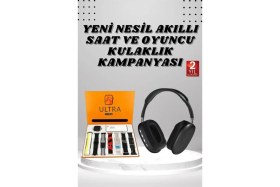 Resim Flamex Kulak Üstü Kulaklık Pro9 ve Yeni Nesil Akıllı Saat Android ve Ios Uyumlu Anc Özelliği 