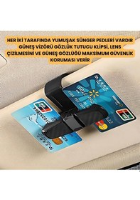 Resim Polham Platinum Araç İçi Gözlük, Kart, Kartvizit Tutucu, Çift Taraflı Klipsli Güneş Gözlüğü Tutucu 