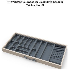 Resim Çekmece Içi Kaşıklık Ve Bıçaklık Düzenleyici Antresit, 104x48 Yandan Ve Boydan 4cm Kesilebilir Antrasit 