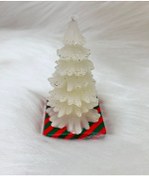 Resim Yılbaşı Simli Çam Ağacı Mum Beyaz 10 Cm 