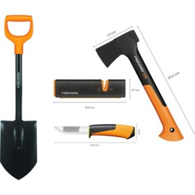 Resim FiSKARS Solid Kürek + Xs-X7 Balta + Ağır İş Bıçağı + Balta ve Bıçak Bileyici 