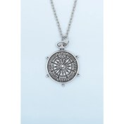 Resim Bu Farklı Pusula Zincir Kolye - Gümüş Kaplama - Erkek Kadın Kolye - Kod:488 