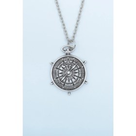 Resim Bu Farklı Pusula Zincir Kolye - Gümüş Kaplama - Erkek Kadın Kolye - Kod:488 