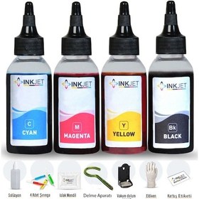 Resim Canon Uyumlu Pixma E410 E414 Bitmeyen Kartuşlu Yazıcı Mürekebi Dolum Seti 