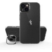 Resim CaseWorld Iphone 14 Uyumlu Kapak Lens Standlı Sararmaz Şeffaf Silikon Kılıf - Siyah 