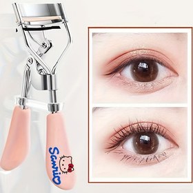 Resim Sanrio Sevimli Pembe & Siyah Kirpik Kıvırıcı, ördek dili saplı ve geniş açılı mekanizma - Taşınabilir Manuel kirpik büküme aracı, hassas tümek için ergonomik tasarım, tek/çift kerpetenlerle uyumlu, seyahatlere özel güzellik cihazı, canlı renkler, rahat tutuş, dayanıklı plastik yapı, hafif bej tonlarıyla duyarlılar için ideal, kompakt ve kolay kullanım, Yüksek Kaliteli Seyahat Kerpeteni 