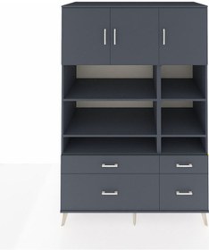 Resim Kronos Dolap 10 Raflı 4 Çekmeceli 3 Kapaklı 132x59x195 Antrasit-antrasit/antrasit Antrasıt/antrasıt 