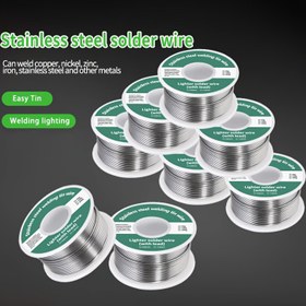 Resim 20G/50G/100G/200G Paslanmaz Çelik Lehim Tel, Düşük Erime Noktası Lehim Tel, Reçine Yardımcı Kaynak-Flux ile, Metal Kaynaklama Sorunlarını Geliştirir, DIY Ev Aleti Onarımı için Uygun, Paslanmaz Çelik, Bakır Demir Malzemesi, Pil Olmadan 