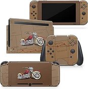 Resim Tacky Design Nintendo Switch Skin ile Uyumlu Retro Kaplama - Premium Vinil 3M Motosiklet Nintendo Switch Çıkartma Seti - Konsol, Dock, Joy Con için Anahtar Kılıfı - Tam Çıkartma 