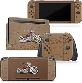 Resim Tacky Design Nintendo Switch Skin ile Uyumlu Retro Kaplama - Premium Vinil 3M Motosiklet Nintendo Switch Çıkartma Seti - Konsol, Dock, Joy Con için Anahtar Kılıfı - Tam Çıkartma 