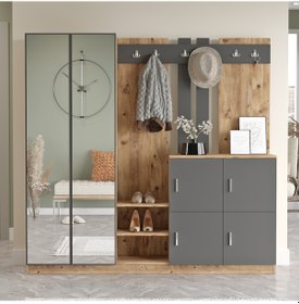 Resim Robinhome Robin Home Lora Vestiyer Portmanto Ayakkabılık Çam-Antrasit 
