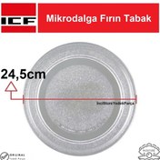 Resim Icf Mikrodalga Fırın 24,5cm Tırnaksız Düz Taban Cam Tabak Tepsi 