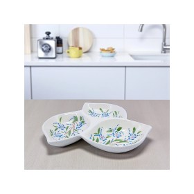 Resim Sharp & Art Seramik Kahvaltılık, Sosluk, Çerezlik ve Sunum Tabağı, 3 Bölmeli Elişlemesi 